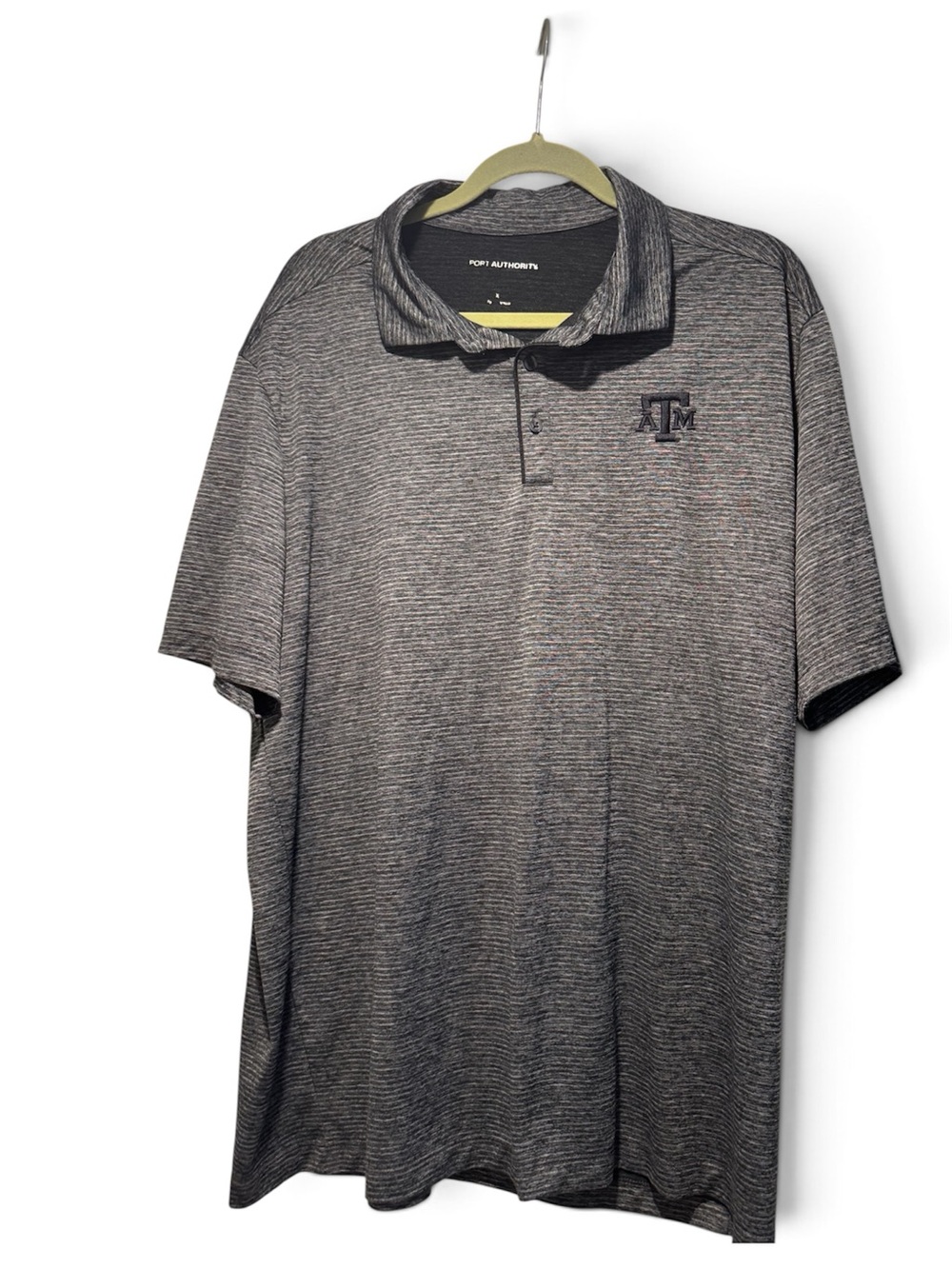 Port Authority Heathered Gray Performance Polo with Subtle Stripe